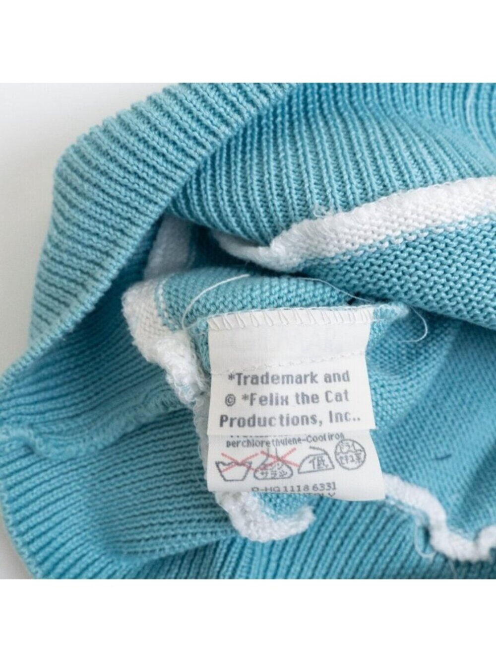 Vintage Iceberg Felix The Cat Knit Sweater Blue White Cartoon Italy Rare S - Picture 12 of 14